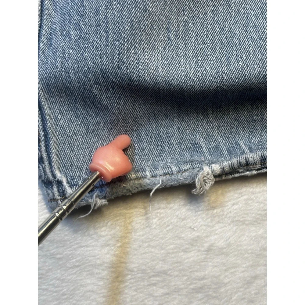 Levis 501 Jeans Mens Fit 36x28 Blue Denim Thrashed Straight Holes Raw‎ Hem